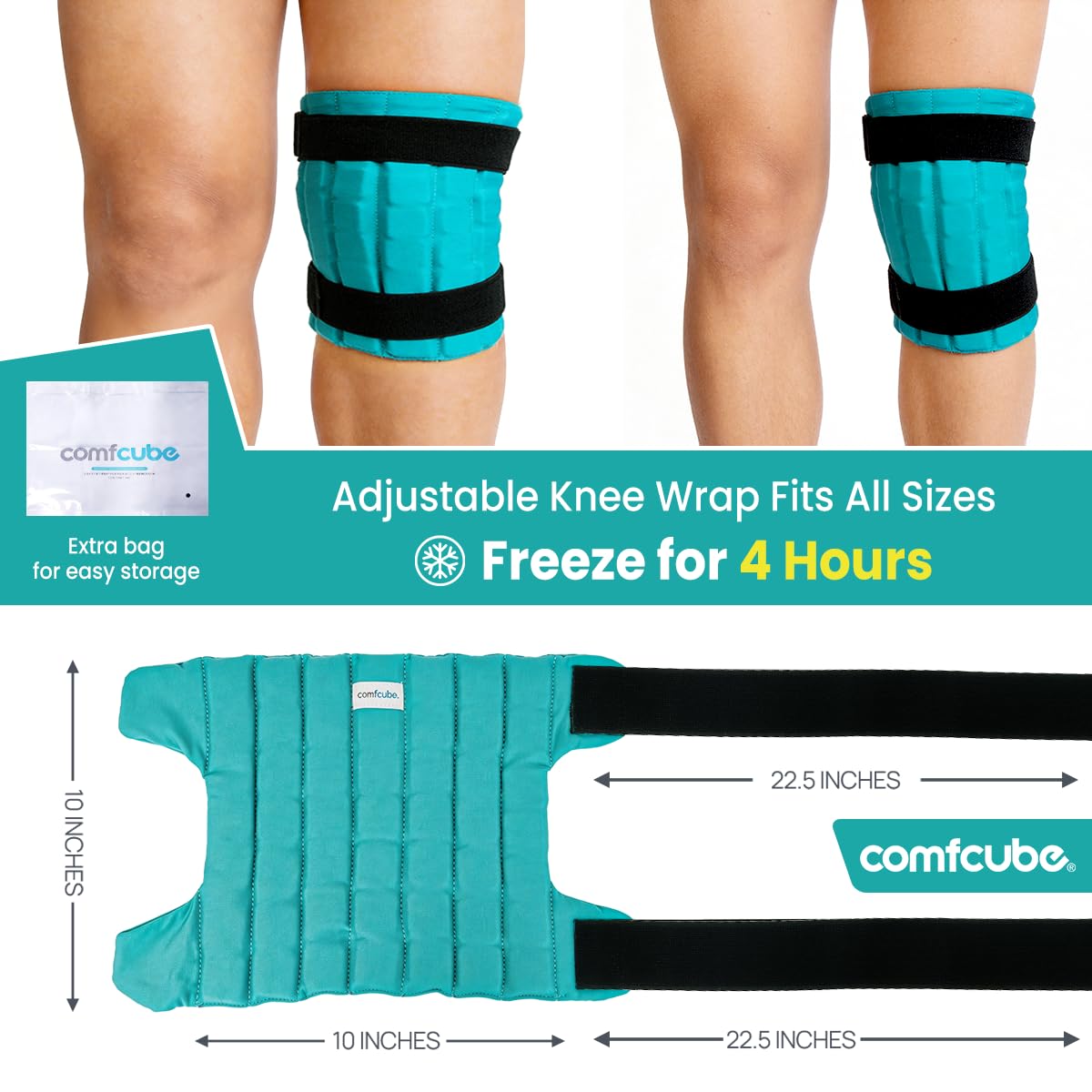 Bolsa de hielo para rodilla, terapia de frío de larga duración de 2 horas | Bolsa de hielo para cirugía de reemplazo de rodilla, paquetes de hielo flexibles para lesiones, hinchazón, ACL