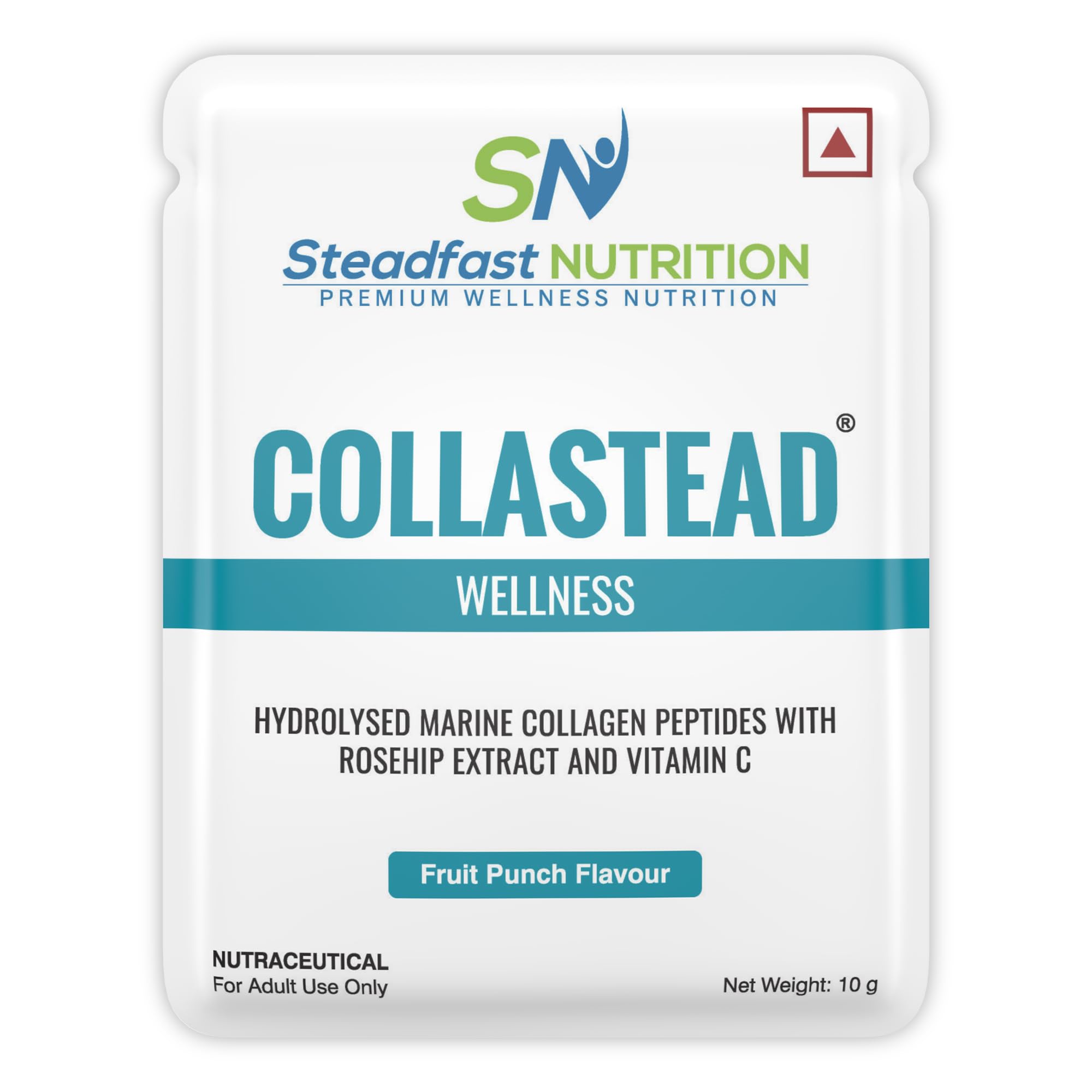 Steadfast Nutrition Collastead Collagen Powder | Natural Marine Supplements | Boost Skin, Hair, Bones, Nail Health with Pure Collagen Peptides | Fruit Punch Flavour, 300g | 30 Sachets