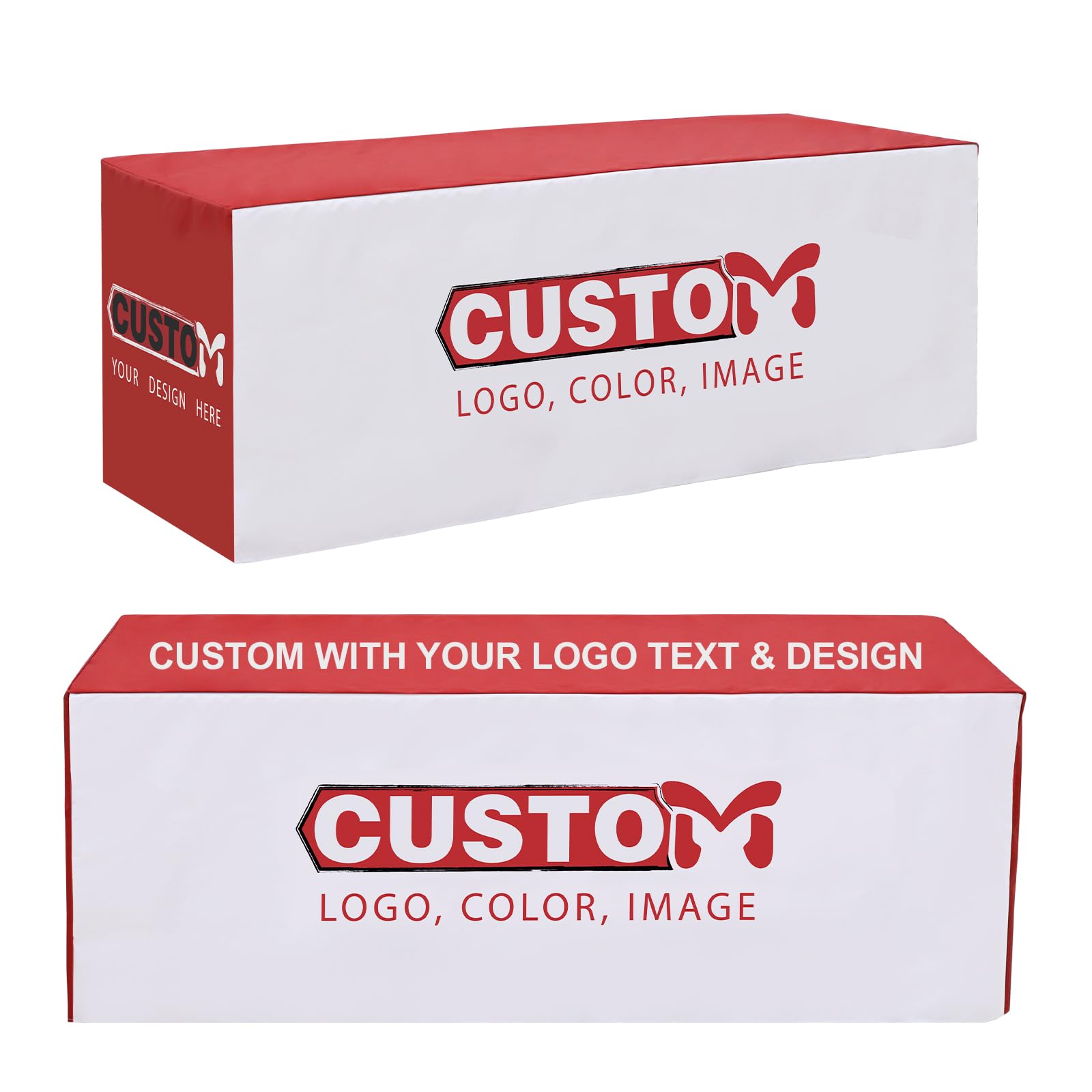 EAGLE PEAK Fitted Table Cloth Cover with Your Logo and Design, Personalized Tablecloth for Tradeshow and Marketing, 8ft