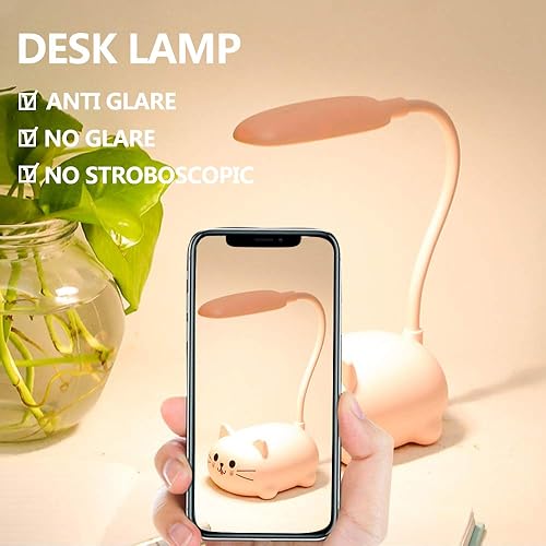 Miniatura 2 de Lámpara para niños, lámpara de escritorio LED para niños, bonita lámpara de gato kawaii, accesorios de escritorio flexible, cuello de cisne para el