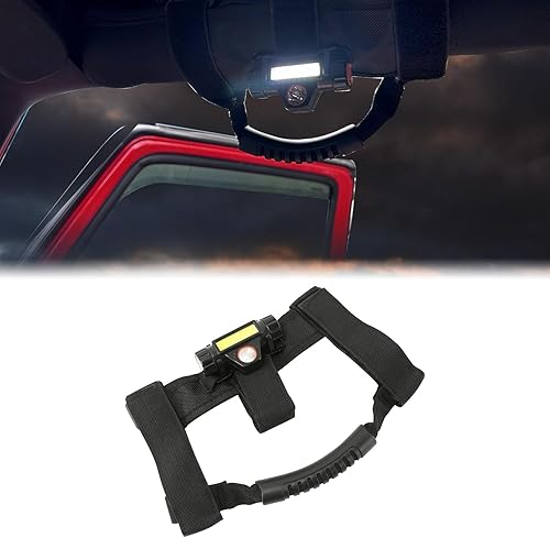 SUNPIE Asas de agarre con luces iluminadas, barra enrollable para jaula redonda de barra enrollable compatible con Jeep Wrangler y Jeep Gladiator y