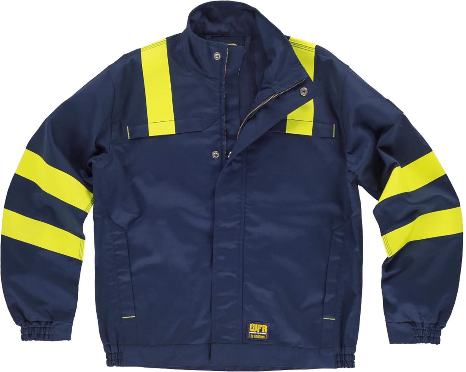 WORKTEAM B1196 Cazadora Ignífuga, Antiestática con protección para Soldadura y Arco Eléctrico, Visibilidad Realzada, Cintas Fluorescentes Amarillas y Triple Costura. Unisex