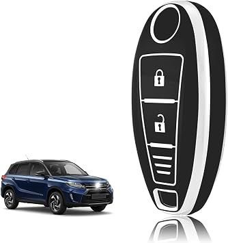 TOOMUME Car Key Cover TPU, Car Key Case Fit for Suzuki Grand Vitara II SX4 S-Cross Alivio Swift Baleno Jimny Ignis Kizashi Maruti, Protective Key Fob Cover Key Fob Case, Three Lines