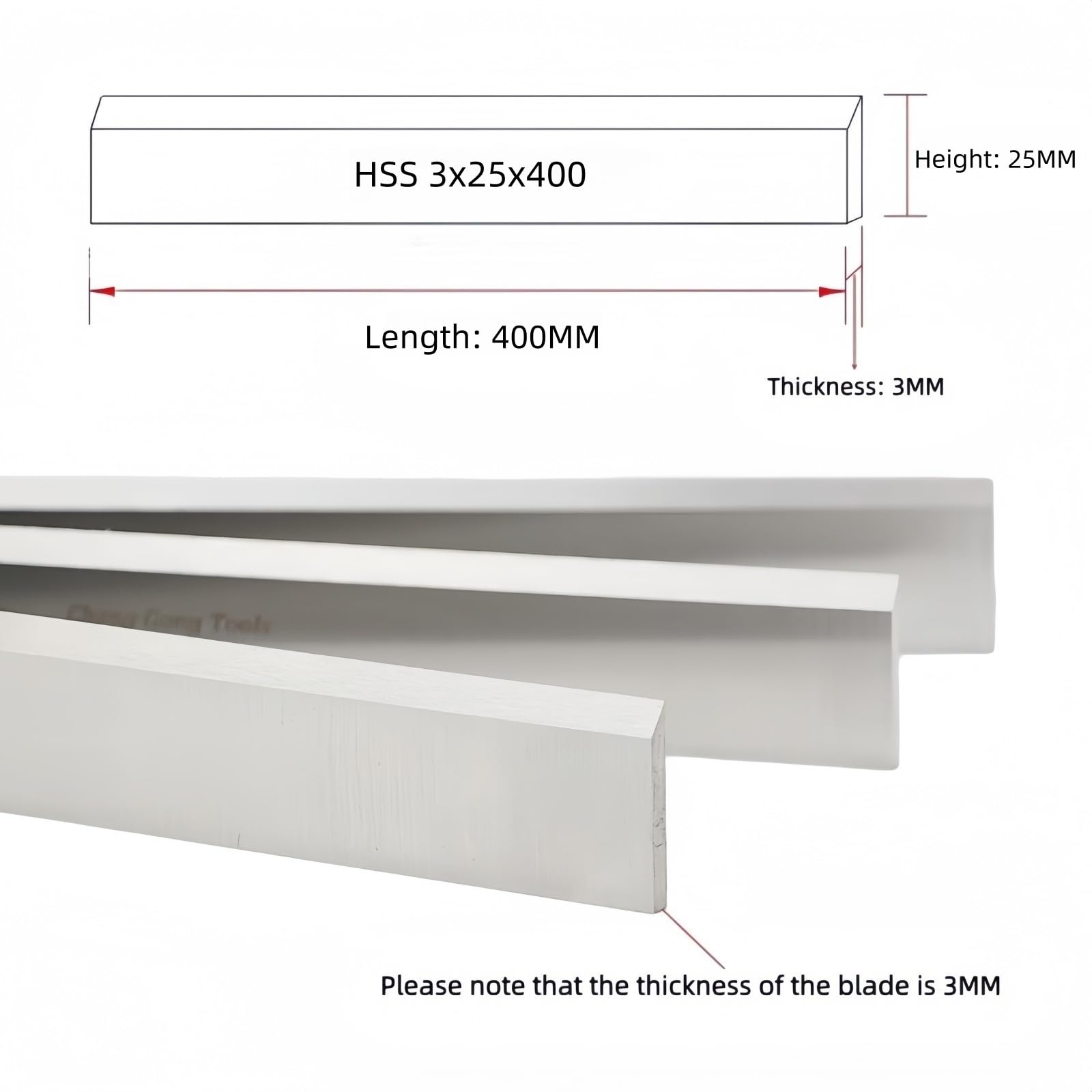 Cuchillas Cepillo HSS – 3×25×400mm Acero Rápido Para Cepillo De Espesor – Cuchillas De Repuesto Para Cepillo Eléctrico – 3 Pieza