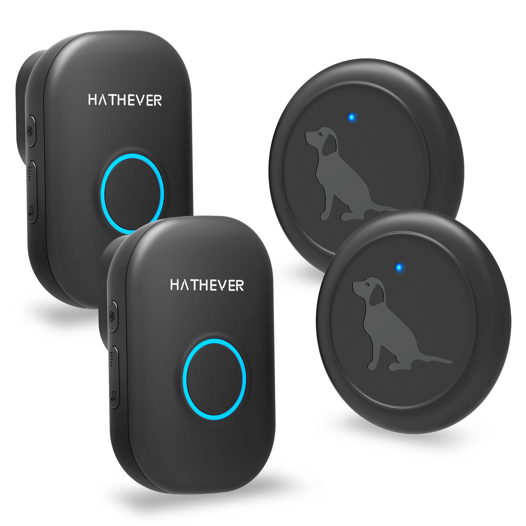 Hathever Wireless Dog Door Bell, Doggie Door Bell Operating at 1000 Feet with IP65 Waterproof Touch Button, 32 Melodies & 4 Notification Modes