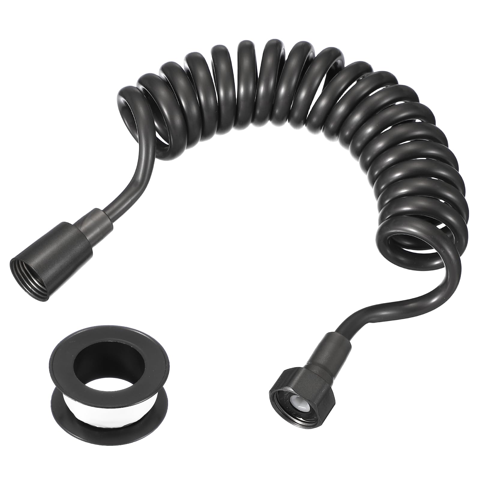 uxcell Bidet Shower Hose, Telescopic Spring Tube Hose with Plumbers Tape, Flexible Shower Tube for Toilet Bidet Sprayer Bathroom Faucet Handheld Shower Pet Washing, 79"(Dark Gray)