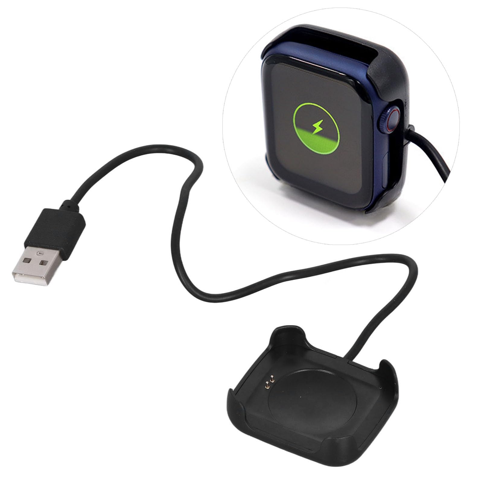Supporto Caricatore per Smartwatch, Base Ricarica USB Compatto per Orologio Smartwatch, Accessorio Organizzatore per Scrivorio e Comodino (Nero)