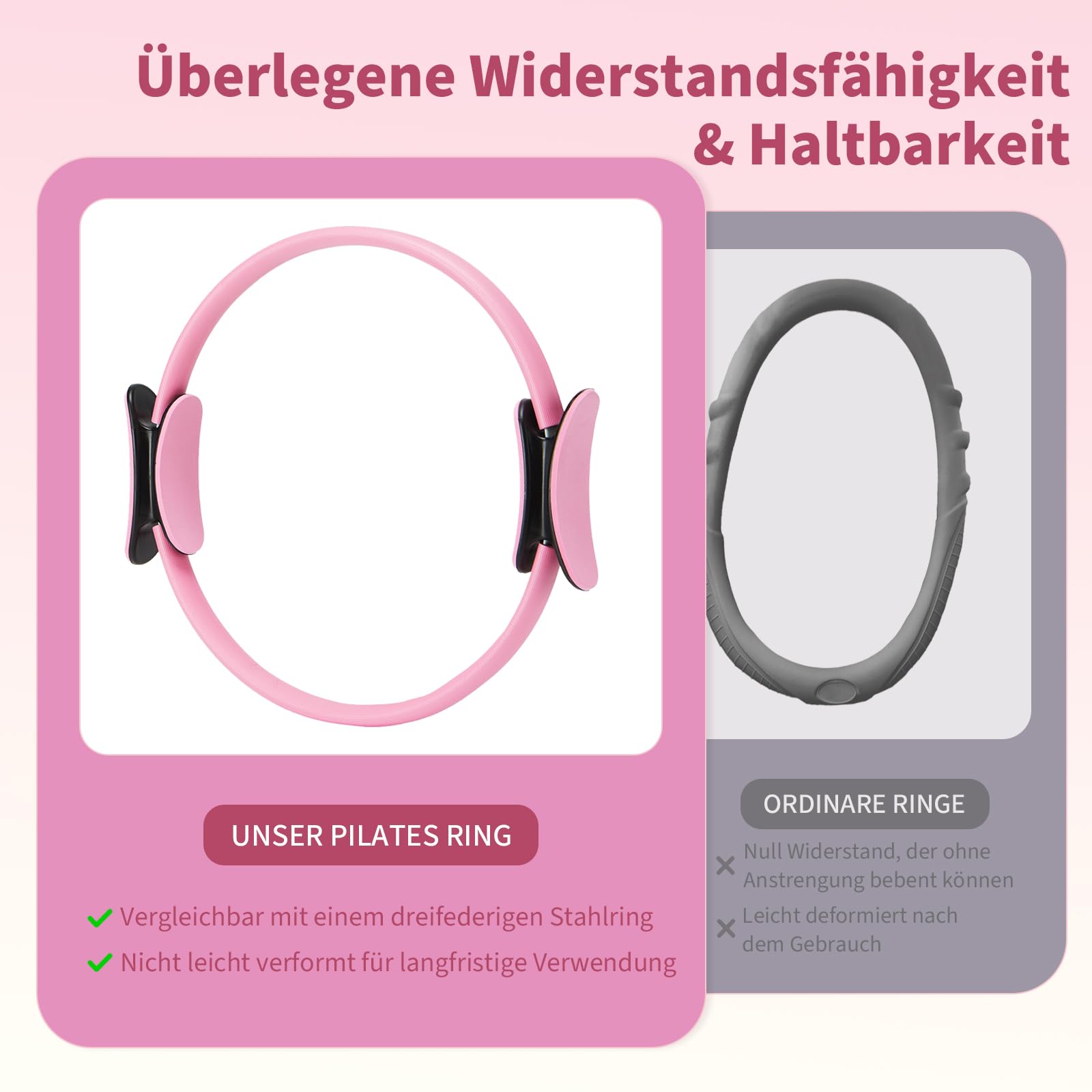 Pilates Ring Set, Home Workout Pilates Ausrüstung mit Pilates Ball, Widerstandsbänder und Zubehör, 14'' Magic Circle Hoop, Pilates Starter Kit für Frauen Anfänger zu Hause
