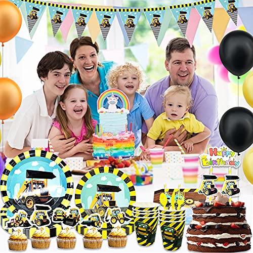 Forfamy Jonge partyset, bouwplaats motief bulldozer graafmachine - 89-delig, bouwvakkerset party favors met borden… - Image 5