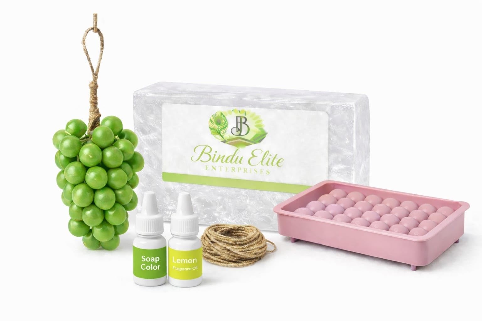 DIY Soap Making Grape Model| Hand Made | Natural | eco - frendly | Soap Making Home (500 Gm Soap Base, 1 Mould, 1 Color Extract, Jute Thread, Gloves | 1 Preparation Process Manual) (Green)-image-38