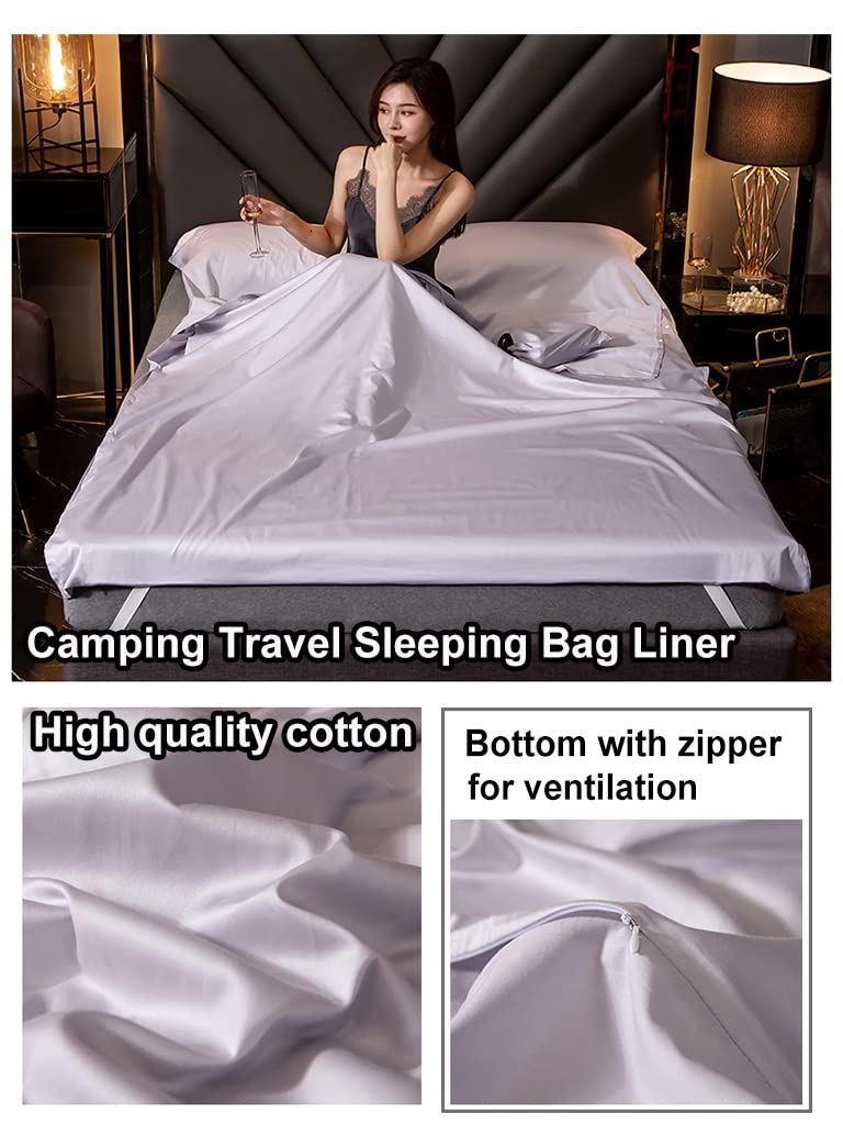 Sleeping Bag Liners Przenośna Wkładka Do Śpiwora Podróżnego, Bawełniane Wygodne Prześcieradła Do Śpiworów, Kompaktowe Prześcieradła Kempingowe Podróżne Prześcieradła Hotelowe Z Zamkiem Błyskawicznym