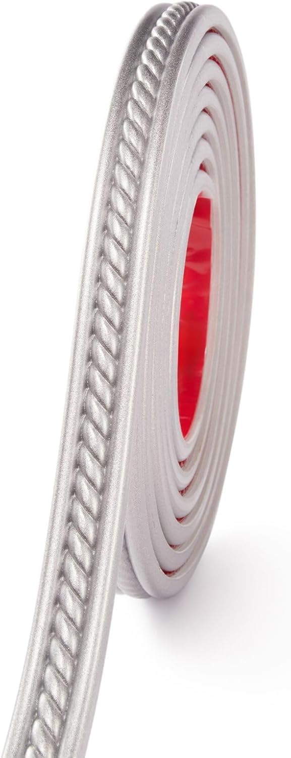 6m elastyczna listwa wykończeniowa do ściany, samoprzylepne listwy sufitowe 3 m krawędź szafki, rama lustra, dekoracja tła ściany z PVC, listwa wykończeniowa 3D korony (srebrny, 10M))