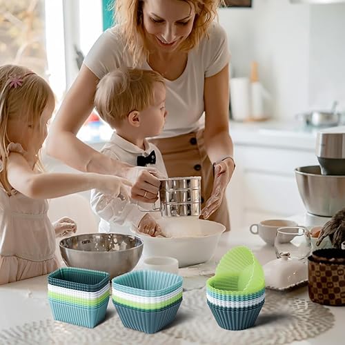 Miniatura 4 de Moldes de silicona para magdalenas, 24 moldes antiadherentes reutilizables para magdalenas