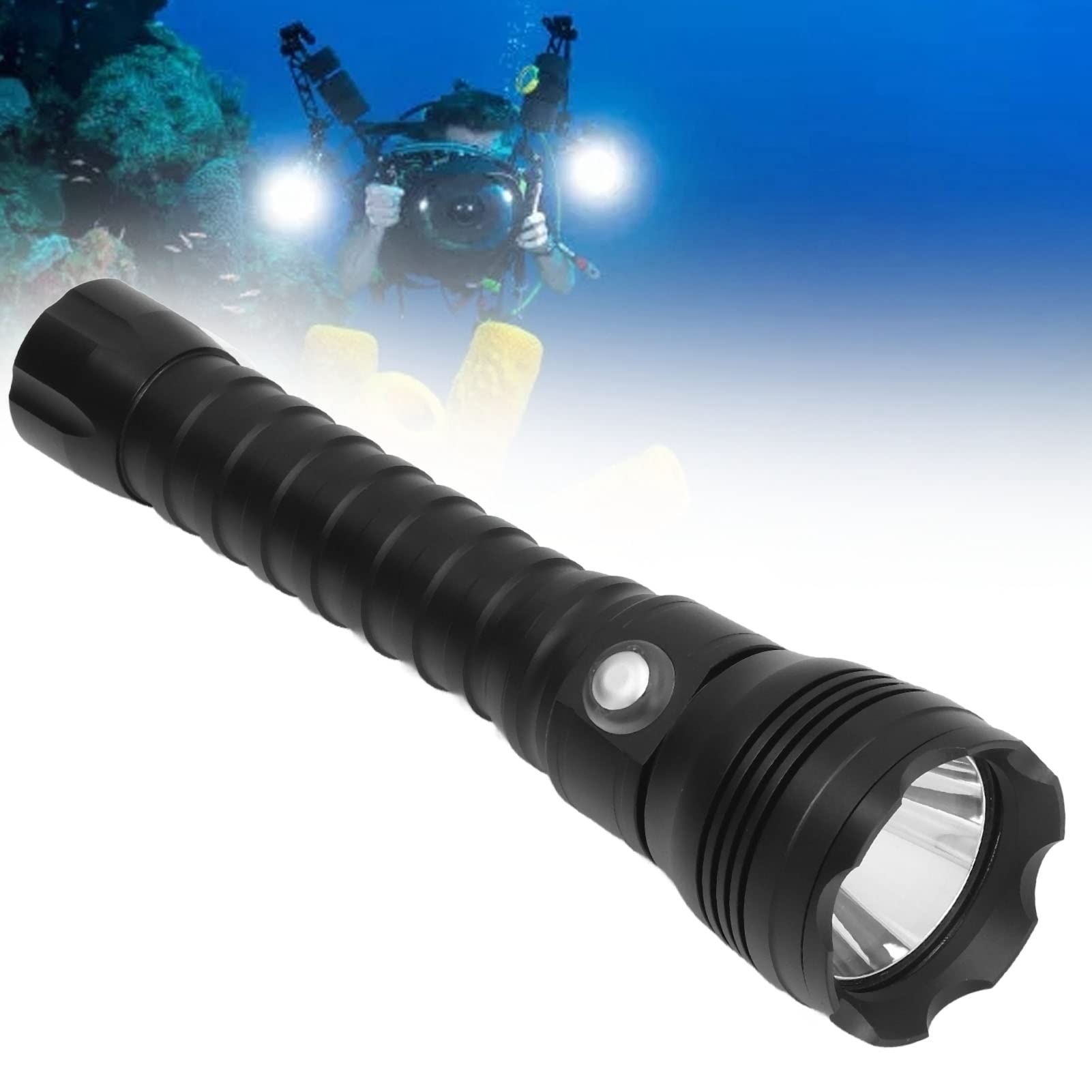 Torcia Subacquea Leggera in Lega di Alluminio 10000LM XHP70 4 modalità Torcia Impermeabile IPX8 100 M Portata Subacquea 500 M per Immersioni Pesca Caccia Campeggio