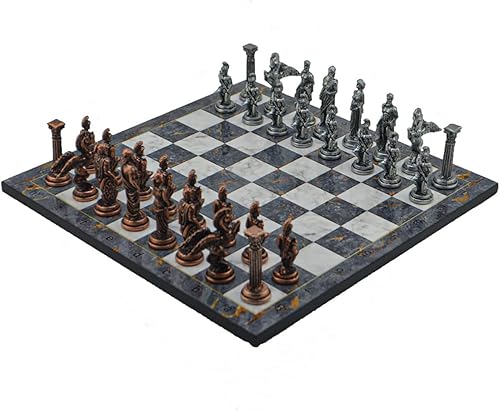 Miniatura 2 de Juego de ajedrez de metal para adultos, figuras mitológicas medianas de cobre antiguo, piezas hechas a mano y tablero de ajedrez de madera