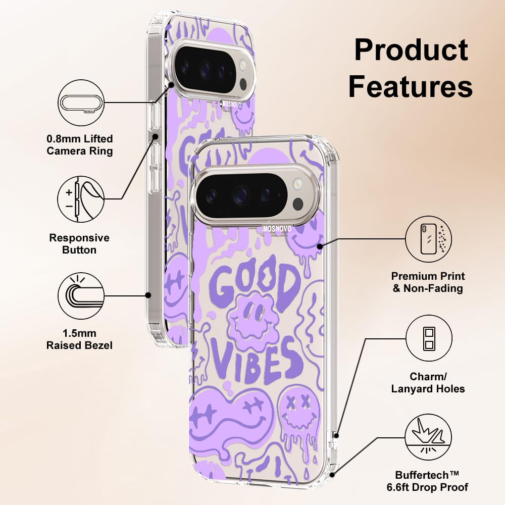 MOSNOVO Case for Google Pixel 10 & Pixel 10 Pro, [Buffertech 6.6ft Military-Grade Drop Protection] [Anti Peel Off Tech] Clear TPU Bumper Phone Case Cover Design - Cute Cherry — view 669
