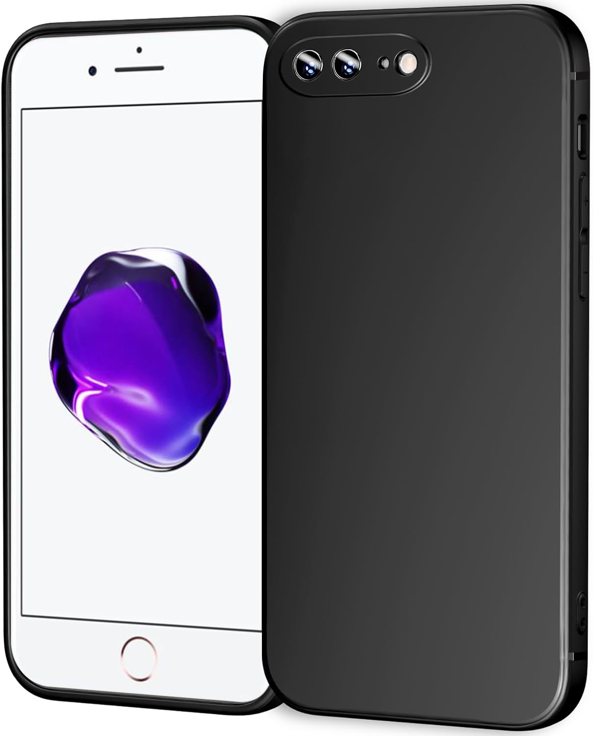 TENOC Phone Case Compatible with iPhone 7 Plus & iPhone 8 Plus, Black Case Anti-Fingerprint Protective Bumper Matte Cover for 5.5 Inch