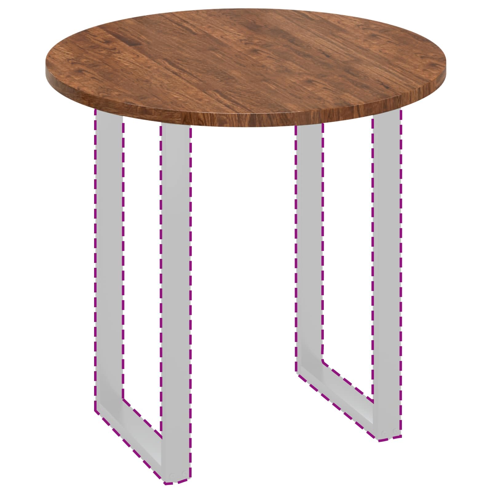 Piano del tavolo rotondo, 80 cm, in rovere massiccio, marrone
