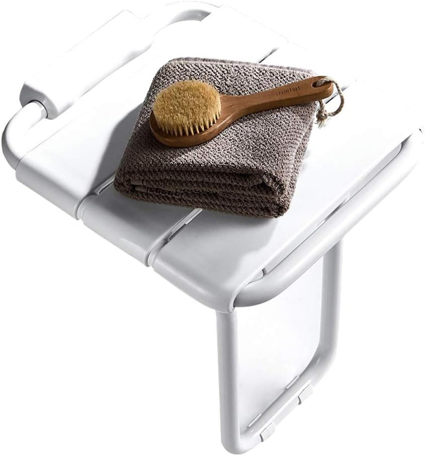 Banco de Ducha Abatible Pared, Asiento de Bañera Plegable con Patas de Apoyo Antideslizante para Seguridad de Ancianos, Discapacitados y Mujeres Embarazadas en