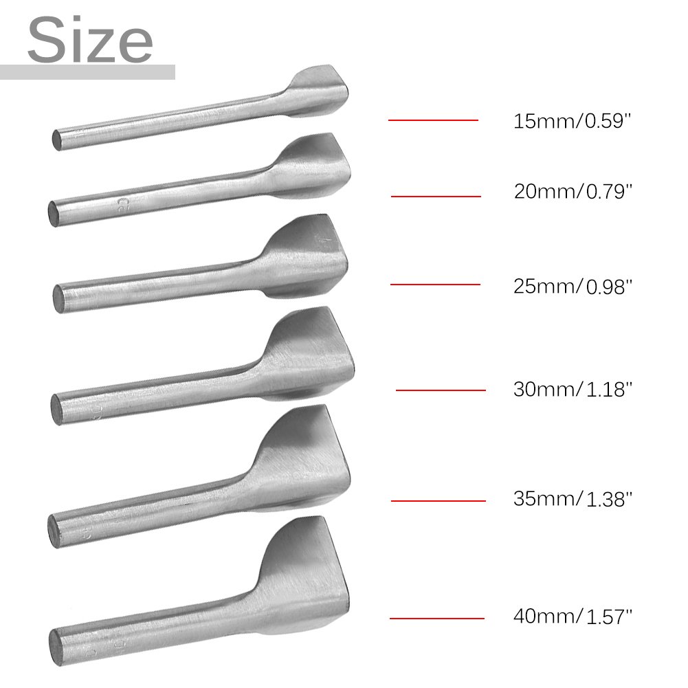 Utensili Artigianali in Pelle, Set 6 Pezzi Taglierina a Forma di V per Cinture e Cinturini, 15mm 20mm 25mm 30mm 35mm 40mm
