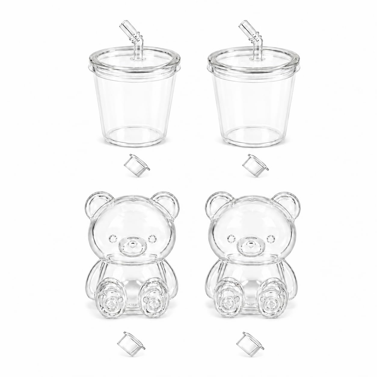 4Pcs Squishy Skins Set, Two Little Bears and Two Cup Moulds