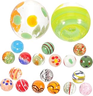 ERINGOGO 20 Piezas canicas de Vidrio pequeñas canicas Tanque mármol Colorido para esferas Largo canica Decorativa canicas de Colores para florero Mini canicas Bola de mármol
