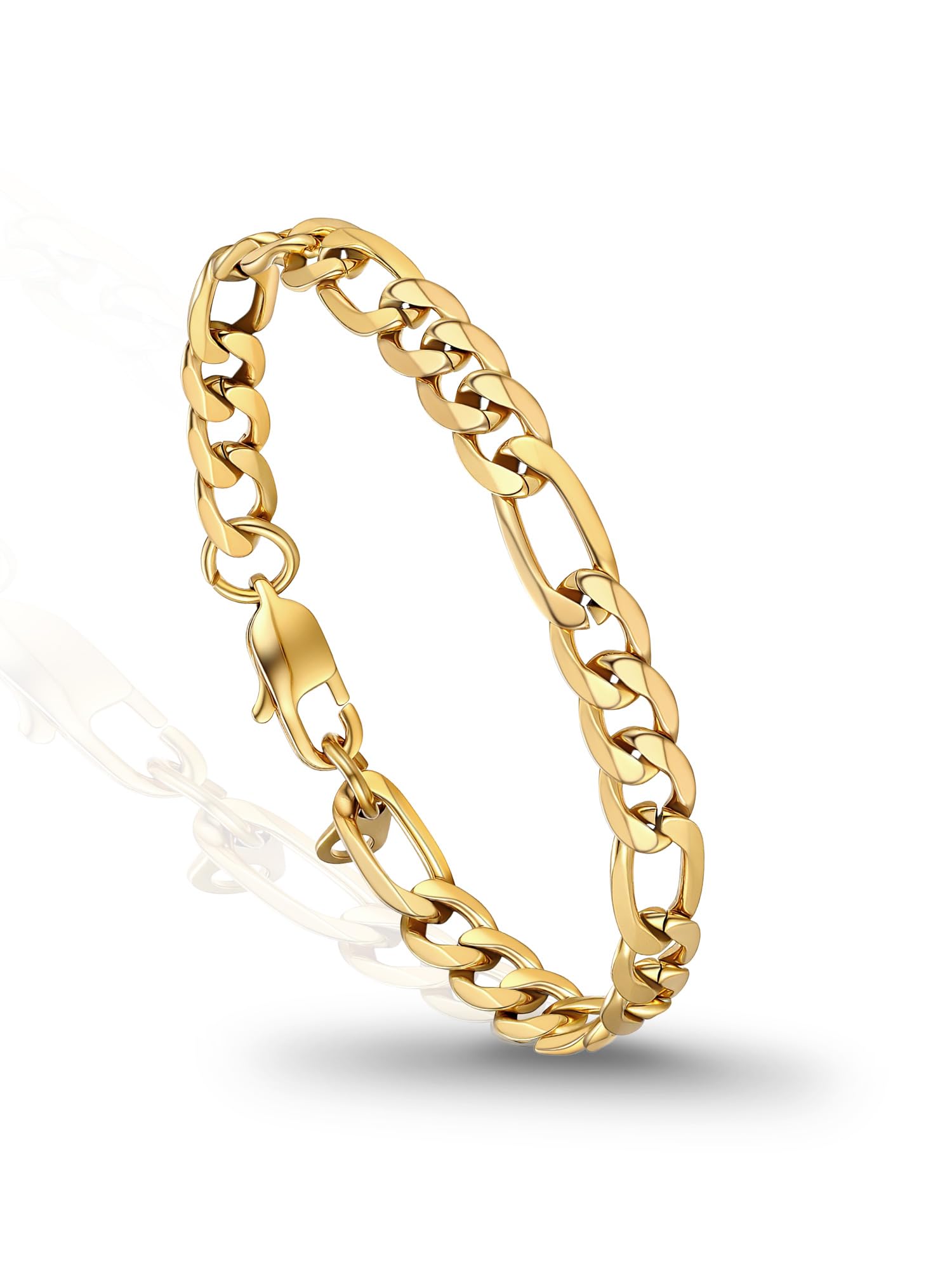 PROSTEEL 316L Stainless Steel Bracelet For Men, Stylish Figaro Chain, Hypoallergenic Jewelry, Black/Gold/Silver Tone, W:6mm-13mm, L:7.5"/8.3", Come with Box