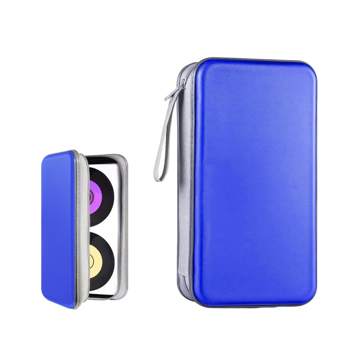 CD Case, 72 Capacity CD/DVD Case Holder, Portable CD Wallet Storage Organizer for Car Home Travel, Hard Plastic CD Protective Holder With Zipper & Binder, Car Accessories (Blue)