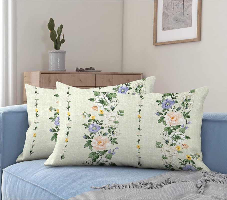 Image of la'amour Cotton All Round Elastic Fitted Bedsheets with 1 Pillow Cover|Single Mattress Bed Breathable| Longlasting | Supersoft Size - 36 x 72 + 6 inches (Color -Green Leaf)