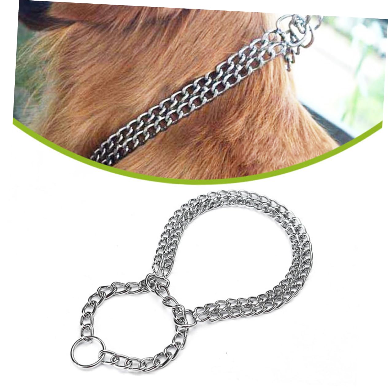 BESPORTBLE Sturdy Metal Chain Double Row for Dogs 2.0mm Silver Plated Pet Necklace Adjustable Length Sturdy Fade-Resistant