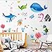 HALLOBO® Wandtattoo Wandaufkleber Tiefsee Fisch Haie Wal Kinderzimmer Fish Fischwelt Seewelt Aquarium Unterwasser Wand Sticker Deko Badzimmer