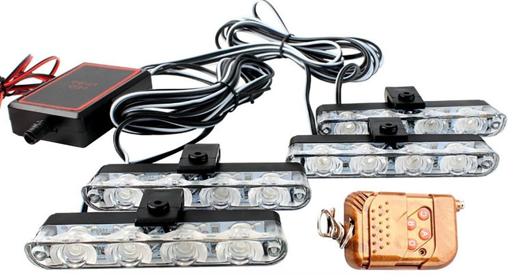 Asryd 2x4 LED Red & Blue Police Strobe Flash Light with Wireless