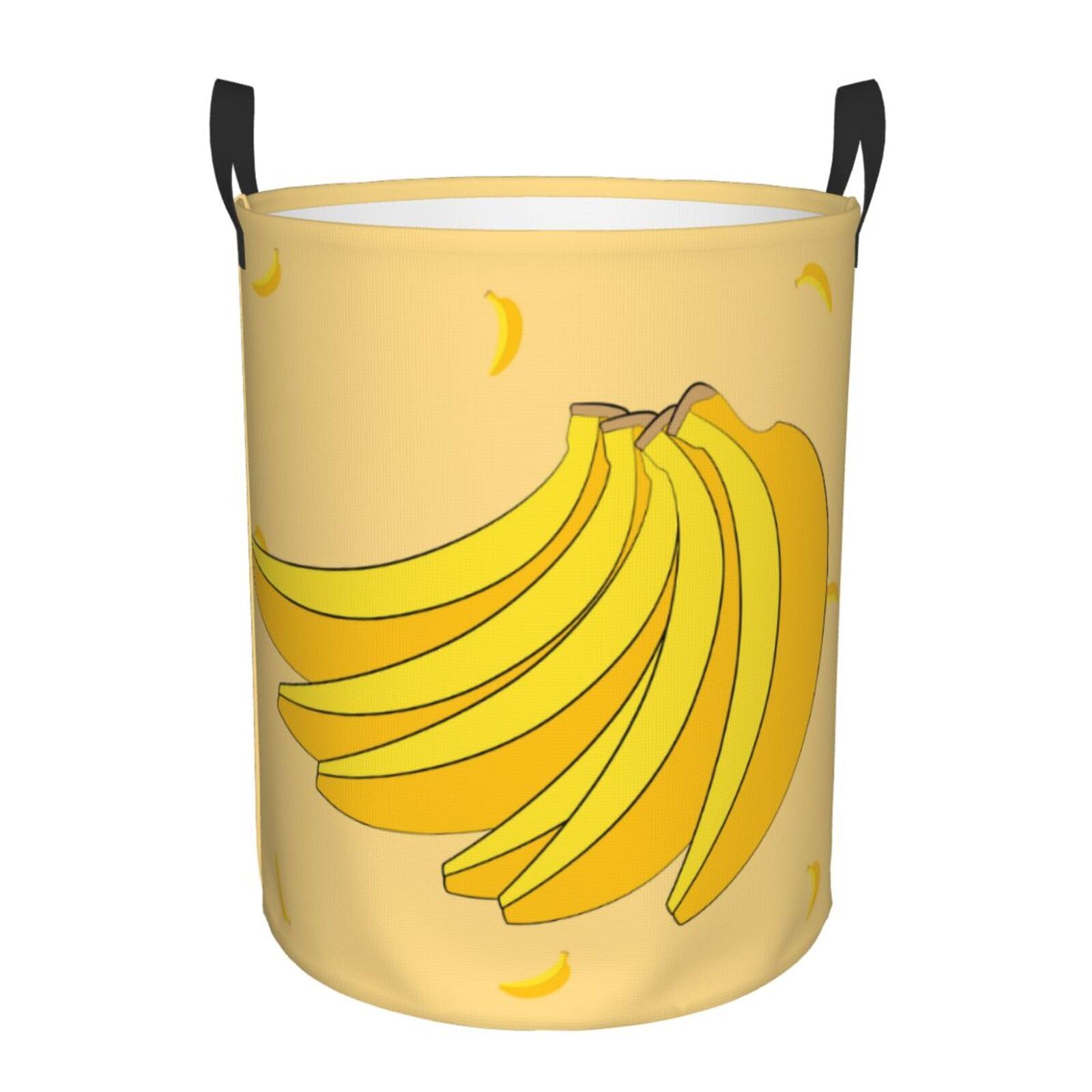 M Collapsible cartoon banana Print Circular Hamper Round