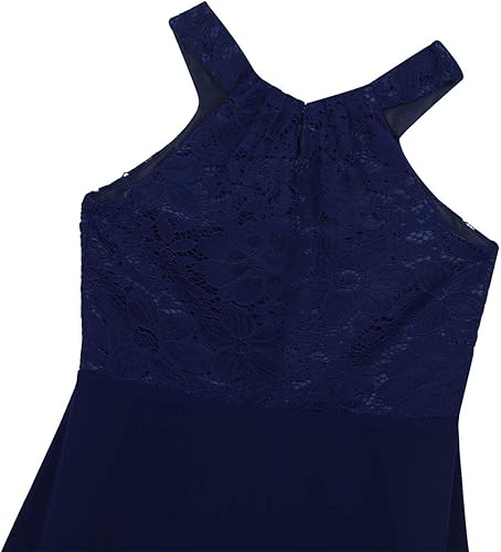 Miniatura 7 de Vestido de gasa de encaje floral para niña, vestido de gasa con corte en la espalda, vestido de noche formal para dama de honor