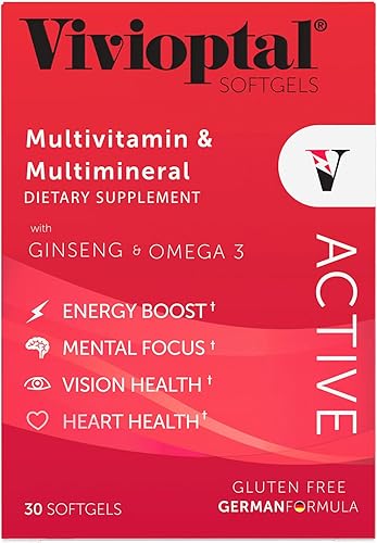 Miniatura 2 de Vivioptal Active, 30 cápsulas blandas, ginseng y omega 3, multivitamínico y multimineral, sin gluten, fórmula alemana