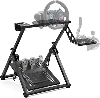 Gazzyt Foldable Racing Wheel Stand Adjustable Racing Cockpit for Logitech | R5 R9 G29, for Thrustmaster T248 T500, for Fanatec Sturdy Gaming Stand,Space-Saving Design Wheel and Pedals Not Included