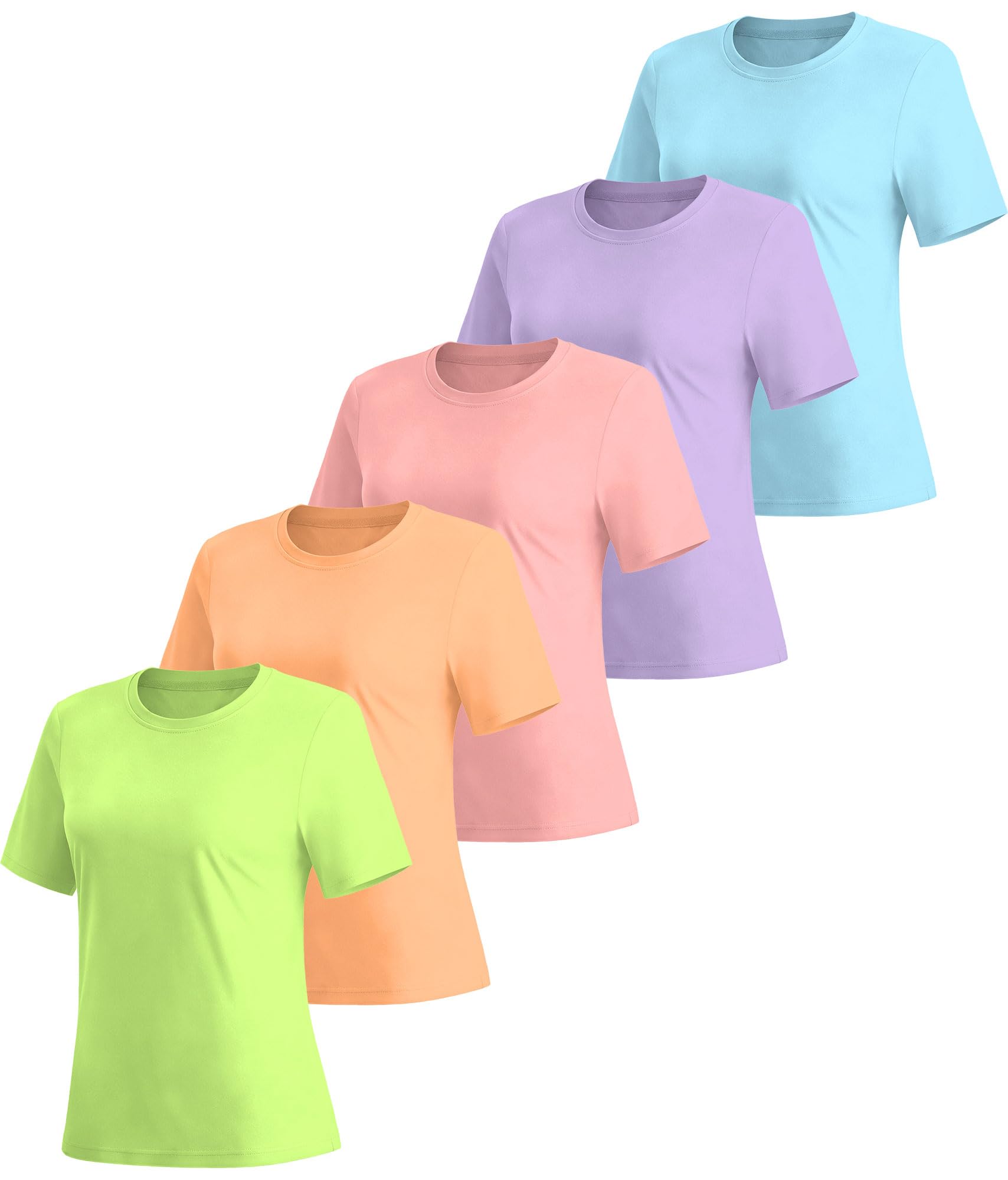 ANGEL CITIZ Camisetas de entrenamiento para mujer, de secado rápido, suaves, transpirables, para yoga, gimnasio, UPF 50+, paquete múltiple