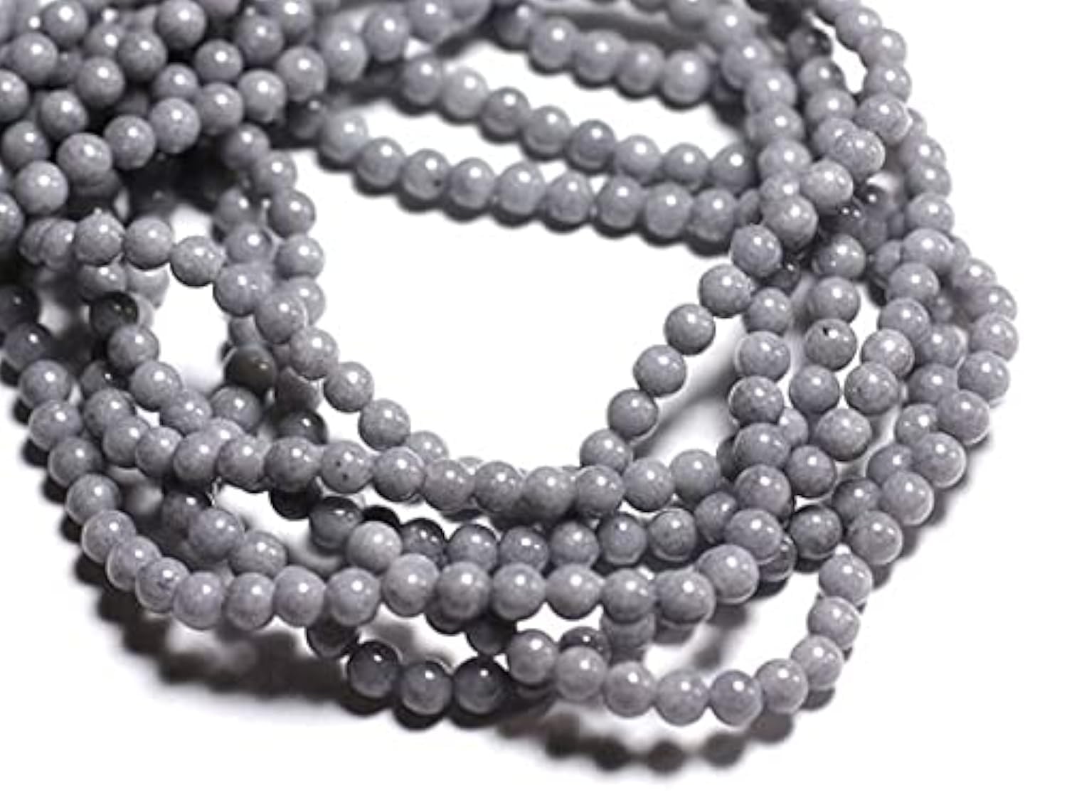 Perles de jade gris clair 4 mm de LKBEADS pour bijoux artisanaux d'exception