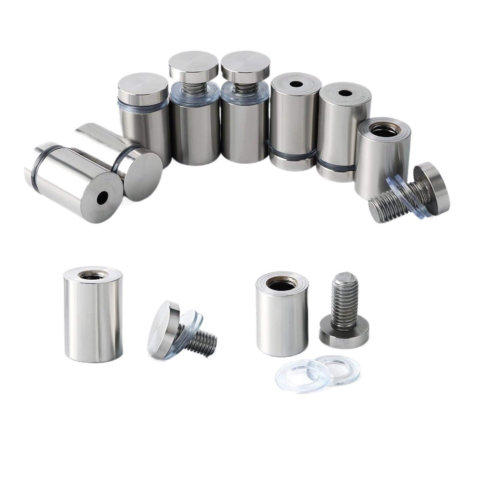 Puaisjn Silver Aluminum Standoff Fixings, Stainless Steel Standoff Fixings Screws For Signs Multiple Sizes(12X20mm-10Pcs)