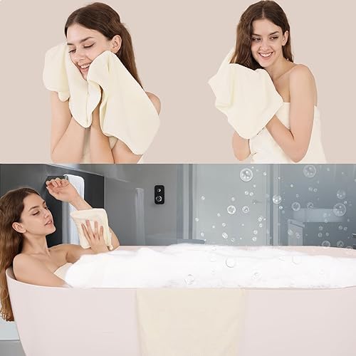 Miniatura 3 de Juego de 4 toallas de baño de gran tamaño de 35 x 70 pulgadas, toallas de ducha de microfibra extra grandes, texturizadas, ultra suaves