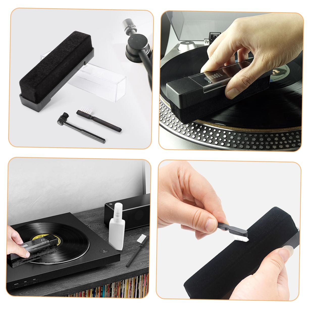Schallplattenreinigungsset Vinyl Schallplattenreiniger 4 Stück Reinigungsset für Plattenspieler Entfernt Staub und Schmutz für Zuhause