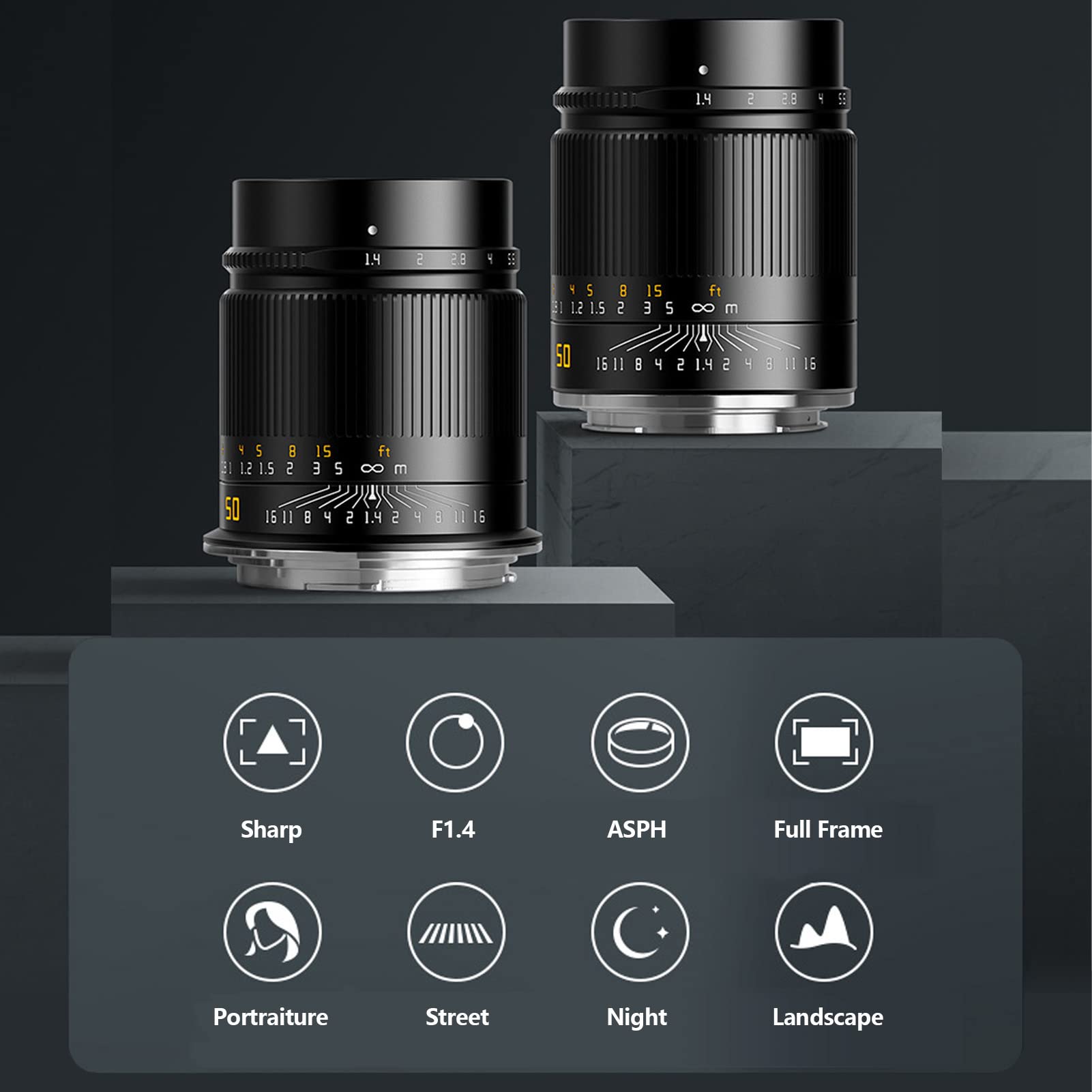 TTArtisan Obiettivo Per Fotocamera ASPH 50mm F1.4, Obiettivo Per Fotocamera Mirrorless Full Fame con Ampia Apertura E Messa a Fuoco Manuale, Obiettivo Per Fotocamera ASPH - Obiettivo Full Frame Ad Alt