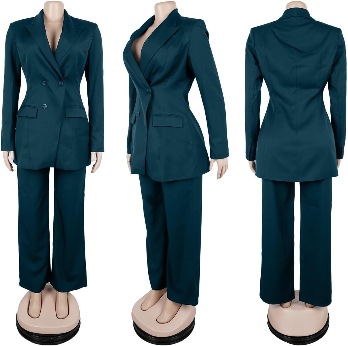 Tcremisa Blazer Sets for Women 2 Piece Pants Suit Dressy Double Breasted Blazer Pants Set Business Office Outfits - Image 6