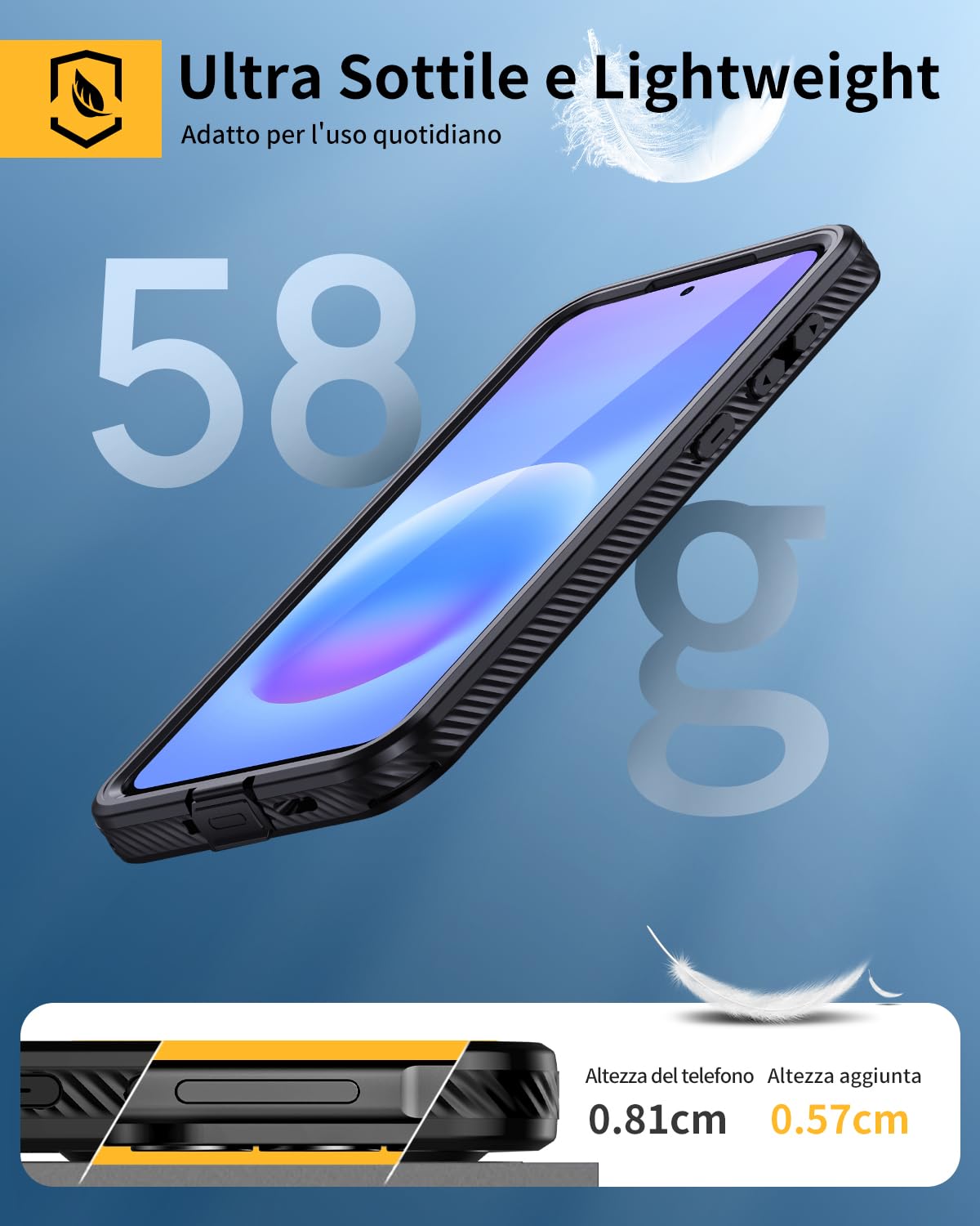 Lanhiem Cover Per Galaxy A57 5G Impermeabile [IP68 Waterproof e 360 Gradi Protezione] Custodia Subacquea Antiurto Resistente Rugged con Protezione dello Schermo per A57,Nero