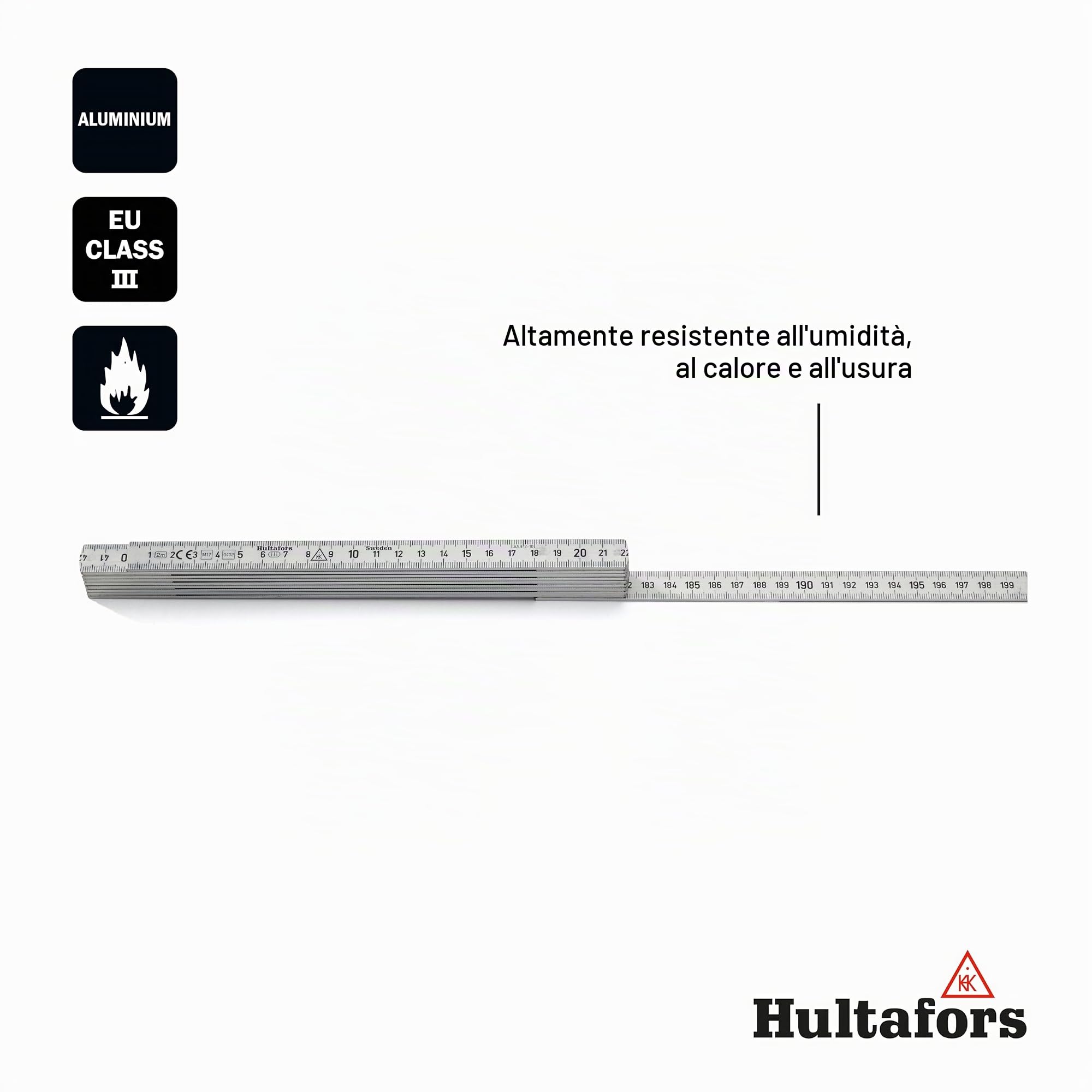 Hultafors, Metro pieghevole in alluminio A59 mm, 2 m, A59210, 150003