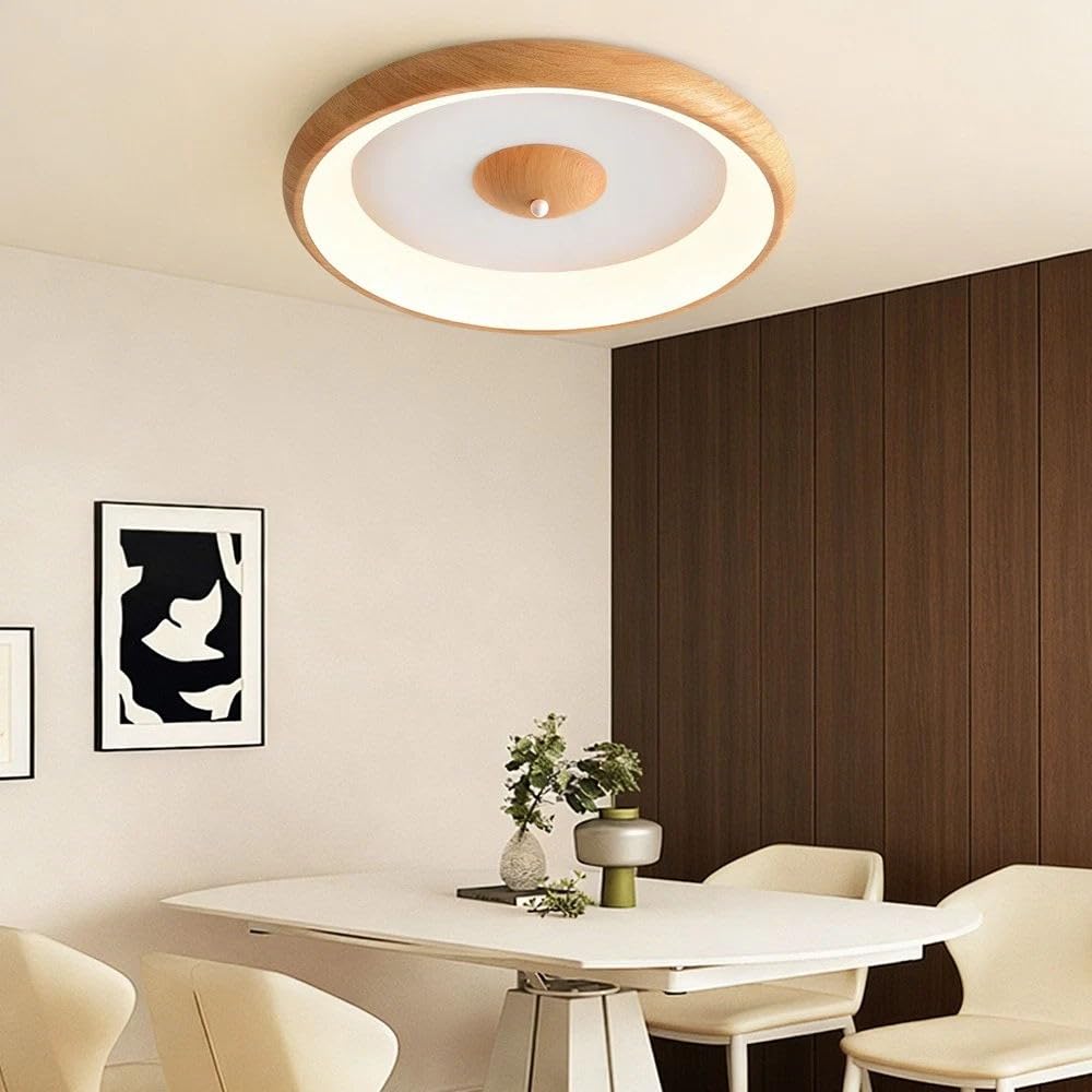Lámpara de Techo Moderna, Plafones para Techo Madera, 30W Plafon LED Blanco Luz Techo para Oficinas, Salones, Dormitorios, Cocinas, Pasillos