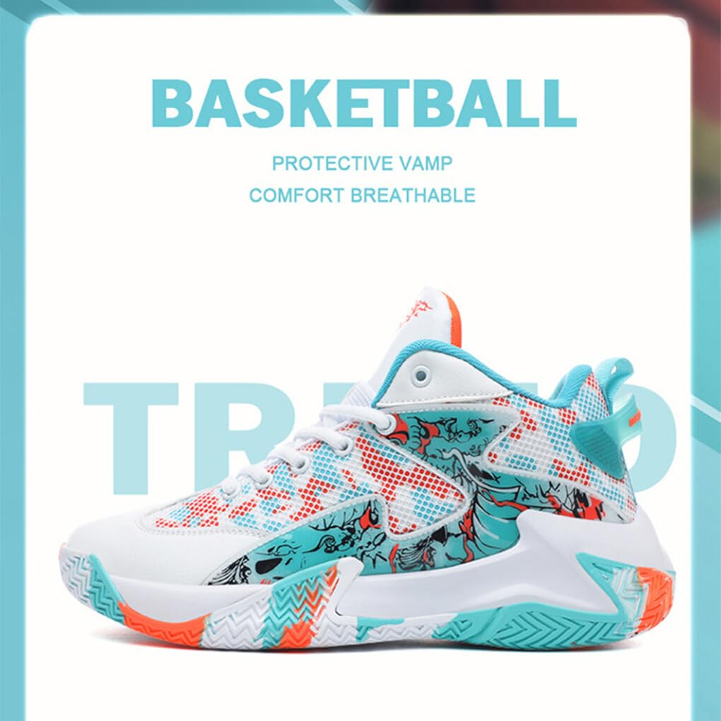 Zapatillas de baloncesto para hombre, zapatillas transpirables para parejas, gimnasio, calzado para correr, Blanco Naranja, treinta y ocho