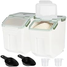 50 Pound Large Food Grade Container for Rice Flour Sugar, Green, 2pcs