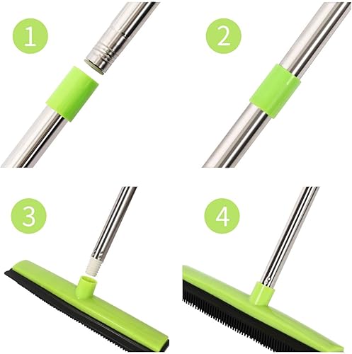 Miniatura 7 de MEIBEI Escoba de depilación de mascotas con escoba de goma de 53 pulgadas, mango largo, cerdas suaves, ideal para quitar el pelo de alfombras,