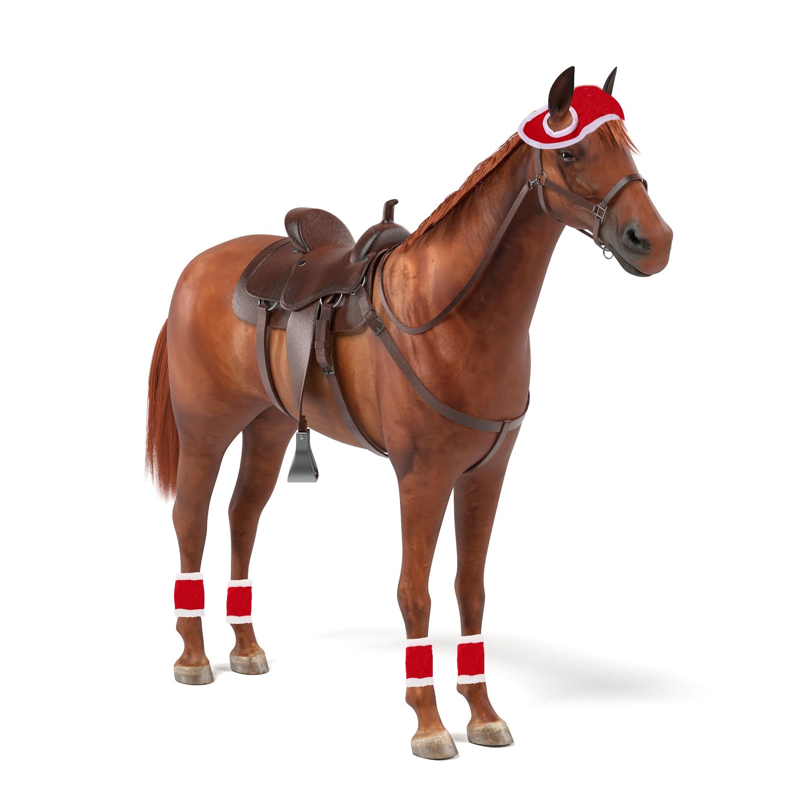 Toyvian Set de Accesorios para Disfraz de Caballo Navideño en Terciopelo Rojo Protectores de Patas, Sistema de Hebillas, Fácil Instalación para Ambientación de Fiestas de Navidad
